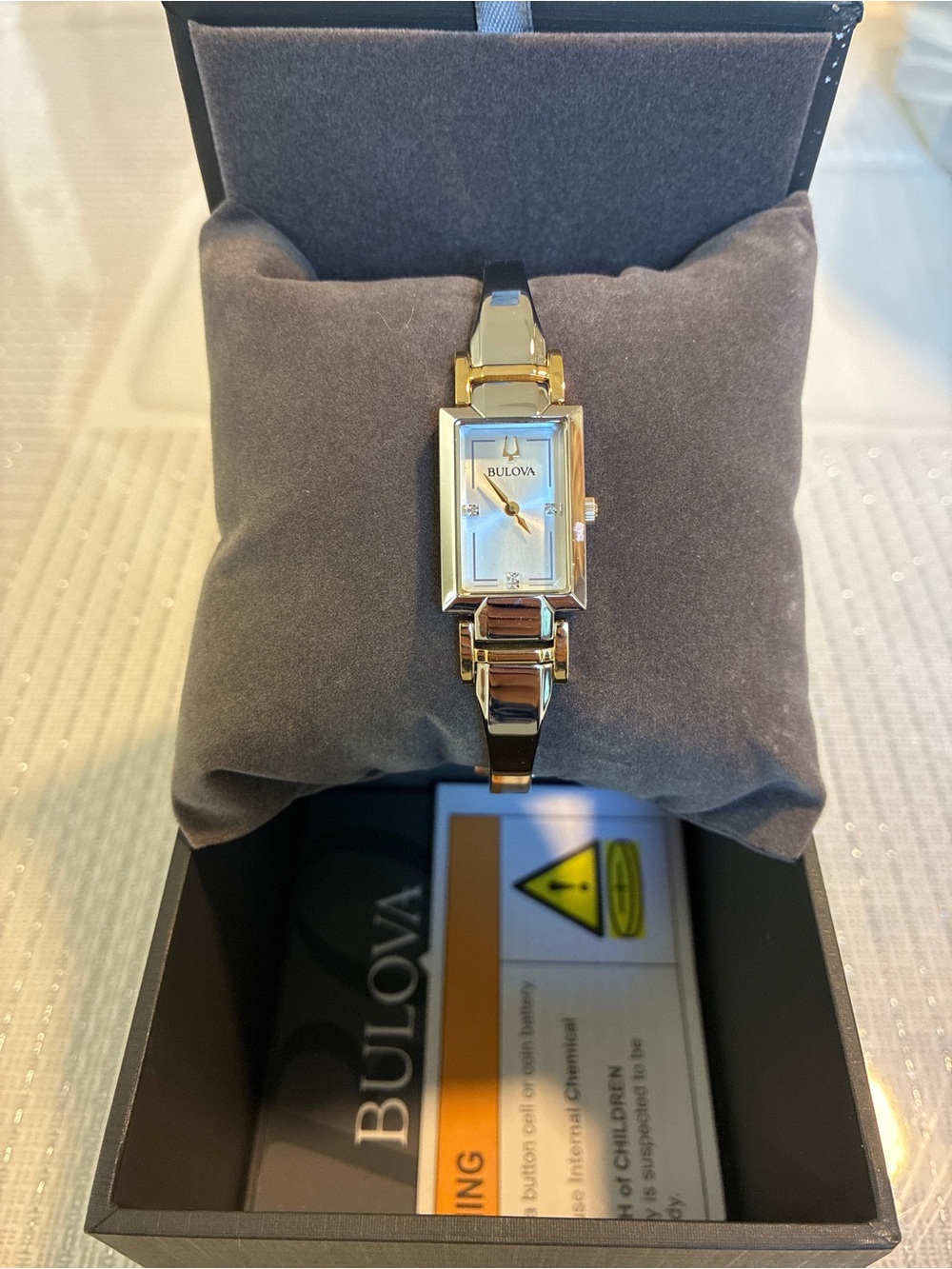 Bulova Two-Tone Rectangular Ladies Watch - Gold & Silver Tone